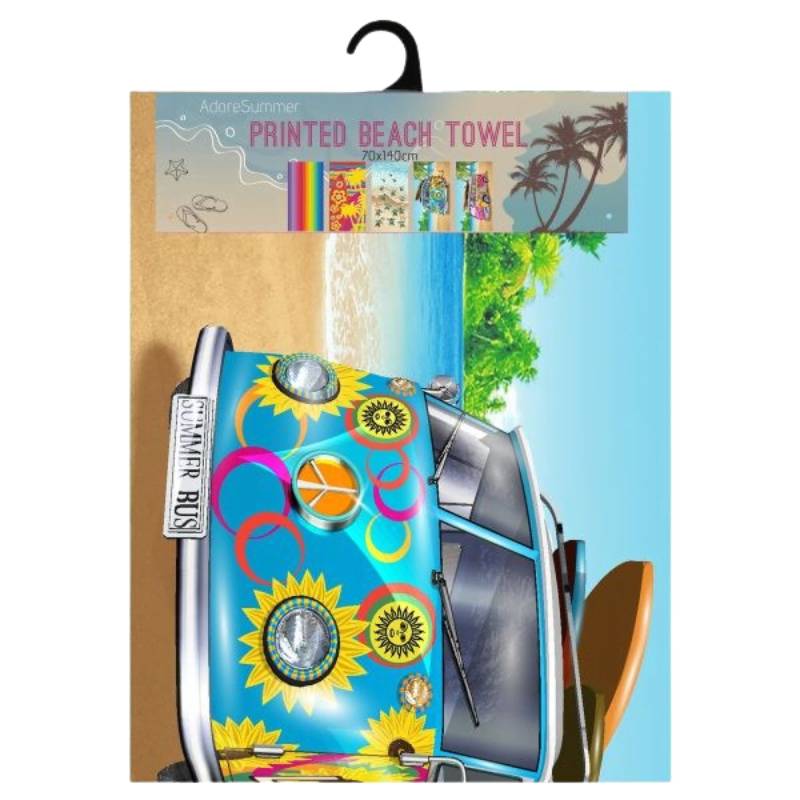 Microfibre Beach Towels Summer Bus - Blue