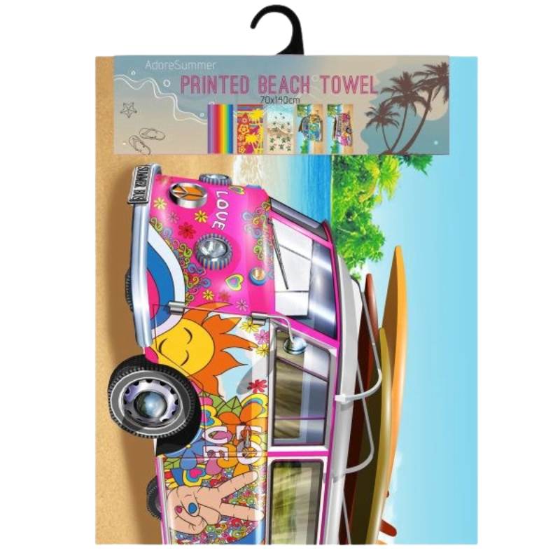 Microfibre Beach Towels Summer Bus - Pink