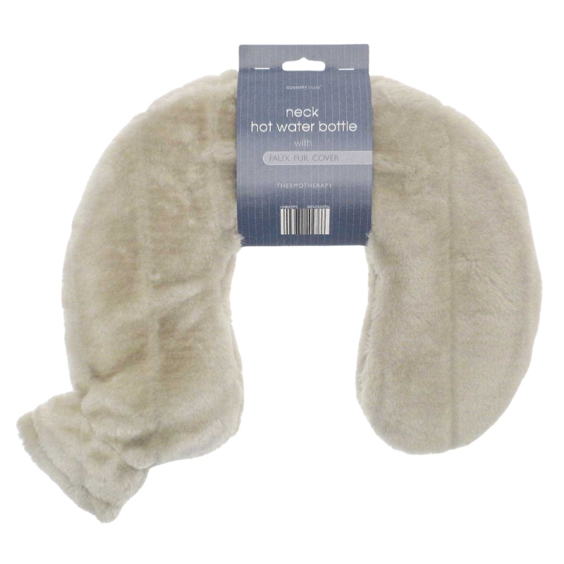 Neck Hot Water Bottles With Faux Fur Cover Natural