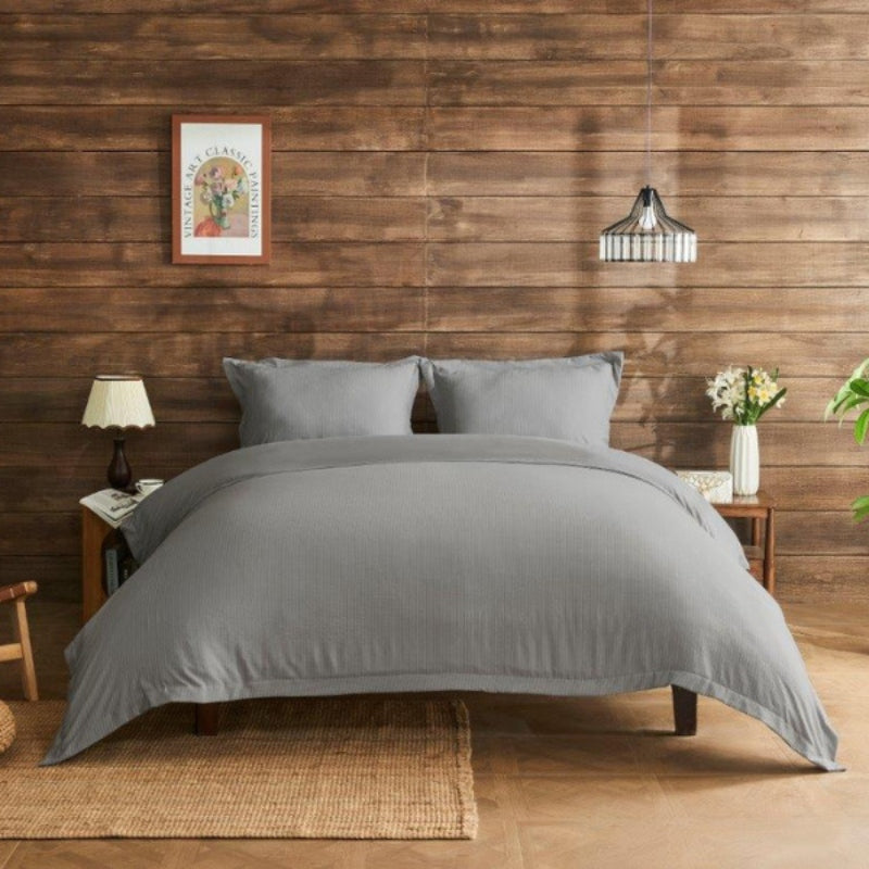 Newry Premium Striped Duvet Set - Grey