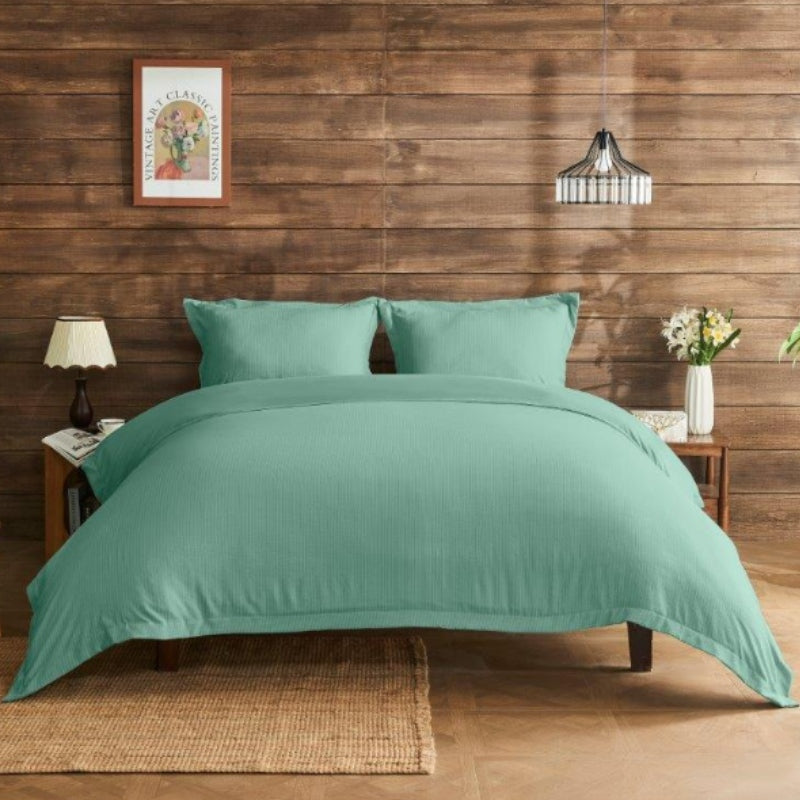 Newry Premium Striped Duvet Set - Sage Green