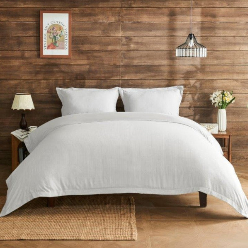 Newry Premium Striped Duvet Set - White