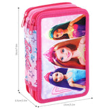 Official Barbie Filled 3 Zipped Pencil Case