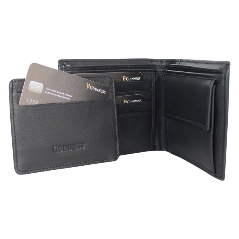 Official Guinness Genuine Leather Multi Card + Coin Wallet RFID Secure