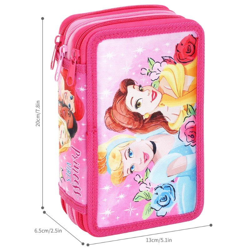 Official Princess Filled 3 Zipped Pencil Case