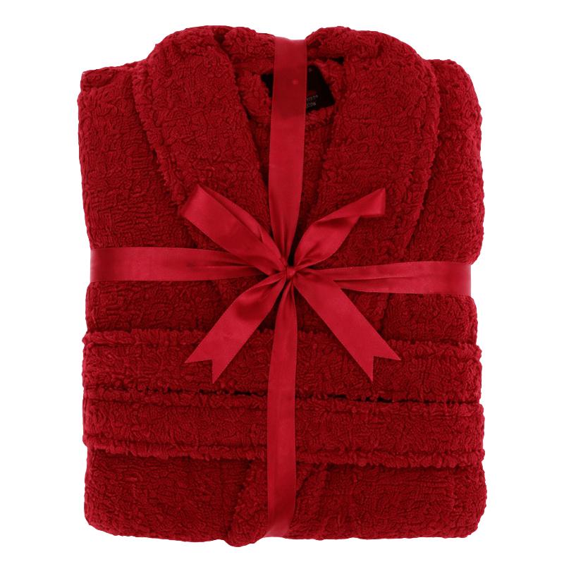 One Size Unisex Terry Towelling Bath Robe - Red