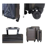 Rib Design Hard Shell Lightweight 3 Piece Luggage Set - Black