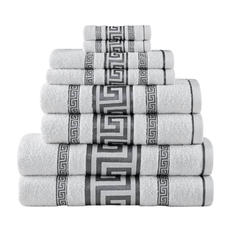 6 Pack Snoozeville Royal Greek Face Towels - White