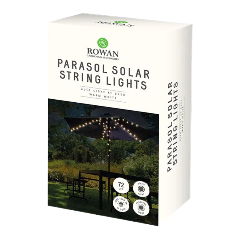Solar Parasol String Lights Warm White