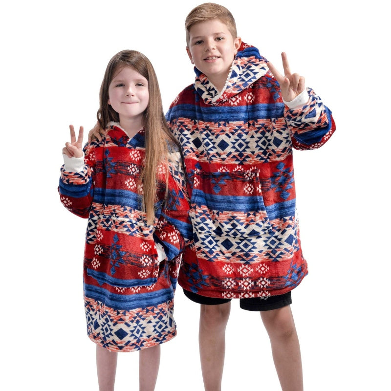 The Kids Eskimo Hip Design Oversized Cosy Reversible Sherpa Hoodie