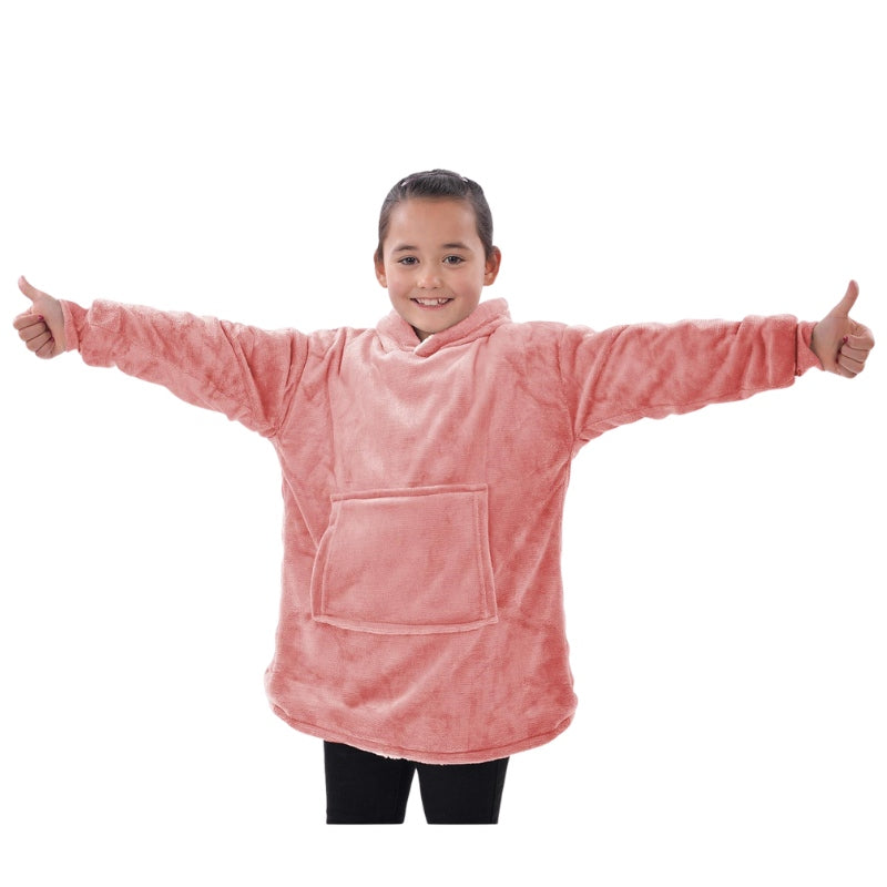 The Kids Eskimo Oversized Cosy Reversible Sherpa Hoodie - Pink